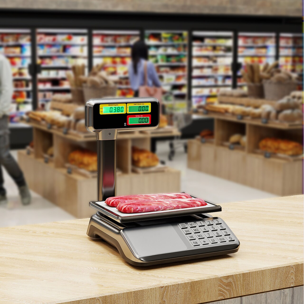 Digital 88lb Price Computing Food Scale with Pole and Dual LCD Display